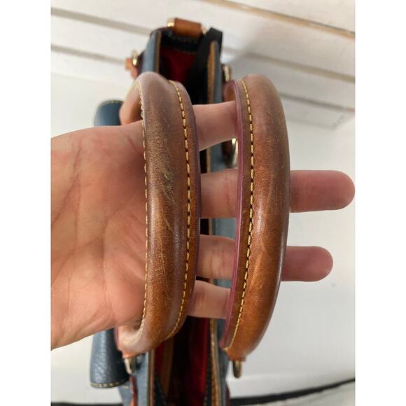 DOONEY & BOURKE NAVY-TEAL PEBBLED LEATHER LARGE HANDBAG - Picture 16 of 16